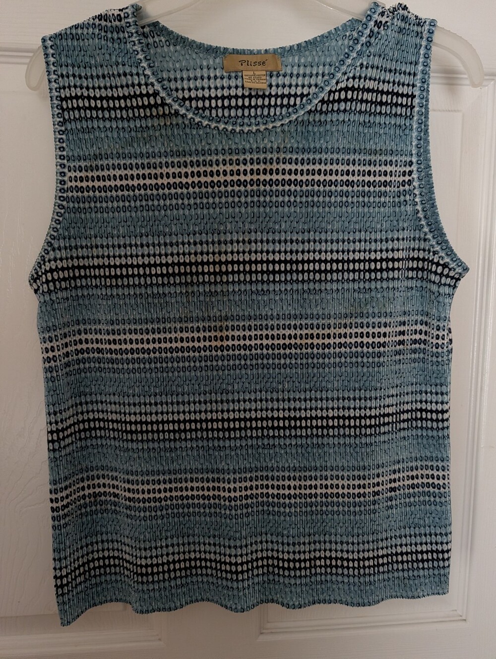 Blue Patterned Sleeveless Top
